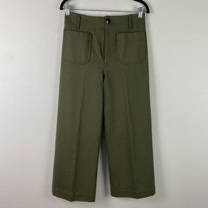 Anthropologie Maeve The Colette Cropped Wide-Leg Ponte Pants Size 28 Green